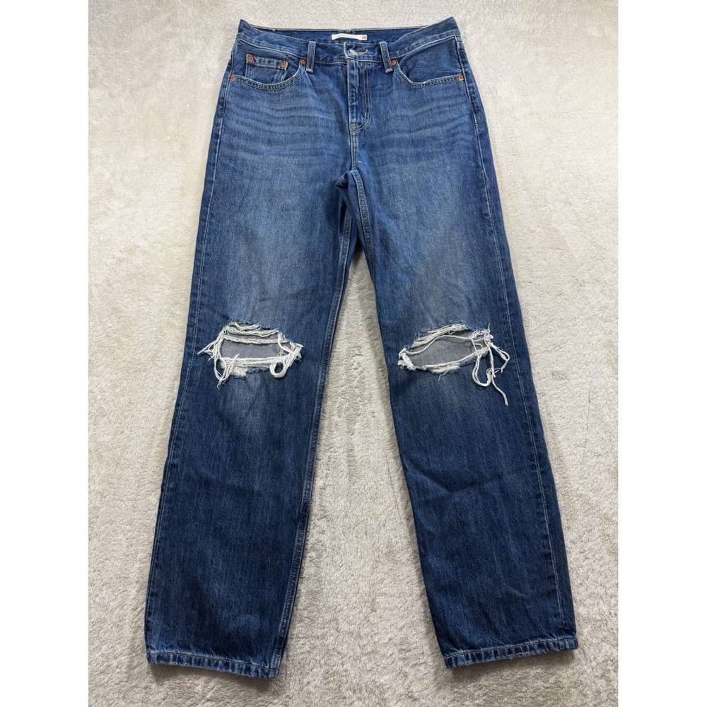 Levi's Womens Low Pro Straight Distressed Blue Jeans 28 Meas: 31x31